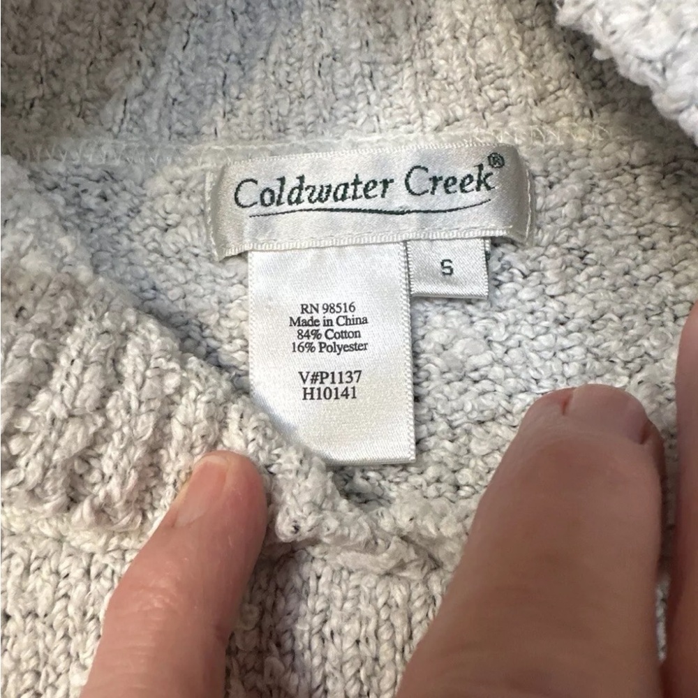 Coldwater Creek Boucle Shawl Collar Sweater Long Sleeve Size S Lt Gray Melange - Picture 2 of 8